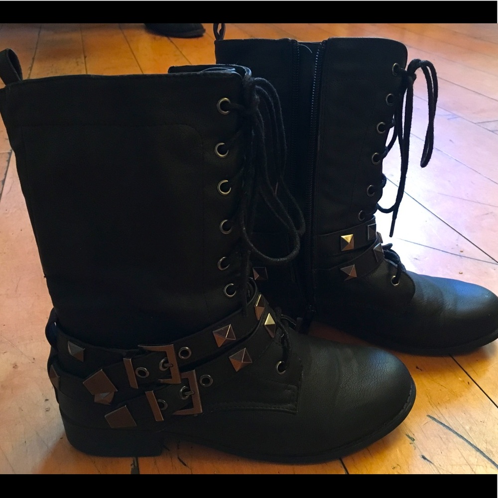 Studded combat boots